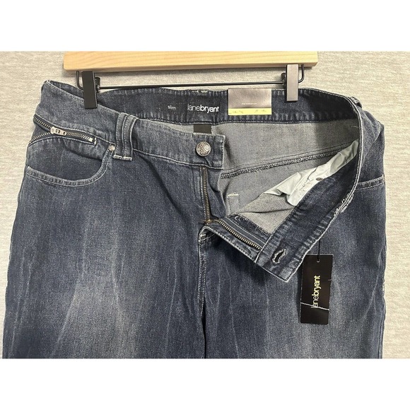 Lane Bryant 18 Womens Jeans Slim Fit Tapered Zipper Ankle Dark Blue Denim Wash - Picture 6 of 14
